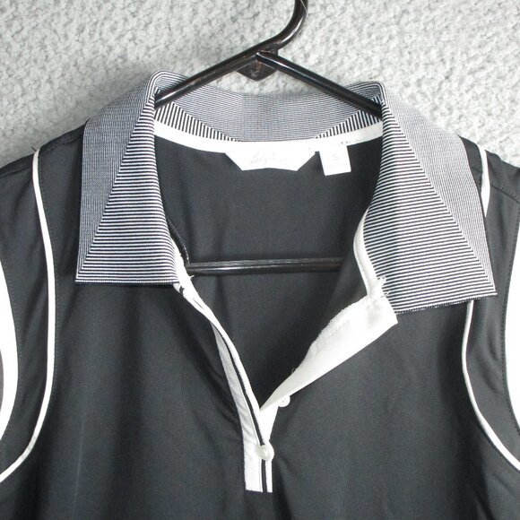 LADY HAGEN WOMEN'S GOLF POLO SHIRT BLACK WHITE SMALL POLYESTER - Picture 1 of 4